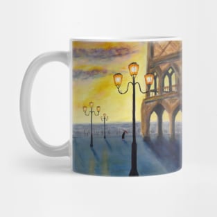 Lowry Meets Venice. Acrylics on board, an original artwork. Mug